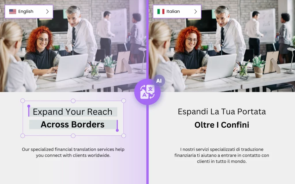 Example of Translate English to Italian